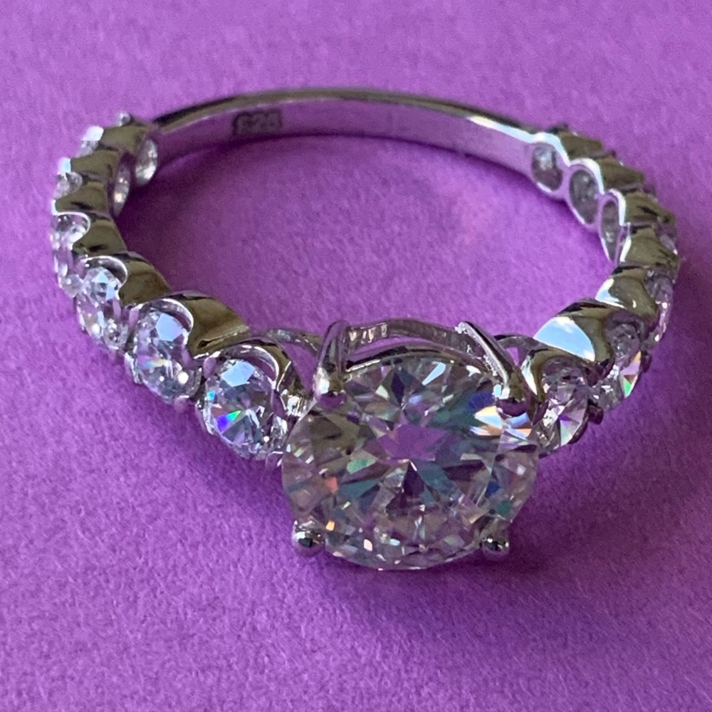 ❌SOLD❌MOISSANITE SOLITARE RING 1.26 TWC/LAB-CREATED/14K WHITE GOLD-PLATED - Picture 4 of 7